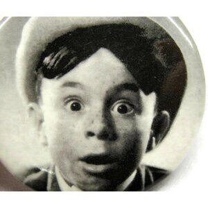 Vintage Celebrity Alfalfa Pinback Button Black & White Portrait 1.5 Inches Nosta